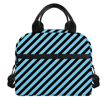 Blue And Black Stripes Pattern Print Insulated Lunch Bag
