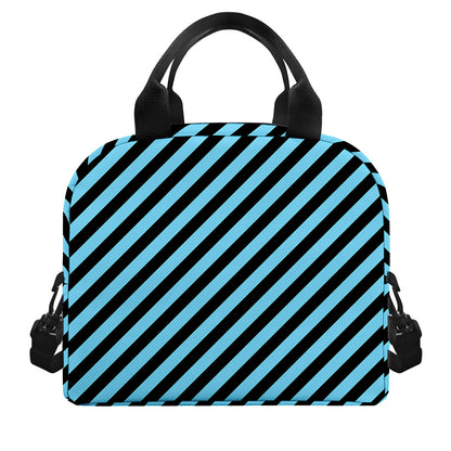 Blue And Black Stripes Pattern Print Insulated Lunch Bag