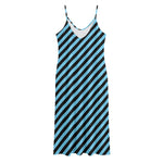 Blue And Black Stripes Pattern Print Jersey Midi Cami Dress