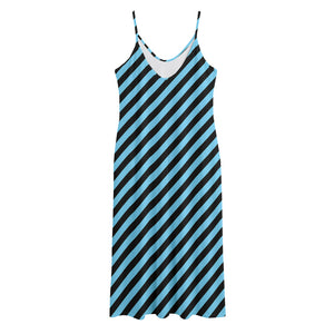 Blue And Black Stripes Pattern Print Jersey Midi Cami Dress