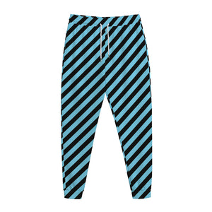 Blue And Black Stripes Pattern Print Jogger Pants