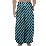 Blue And Black Stripes Pattern Print Lantern Pants