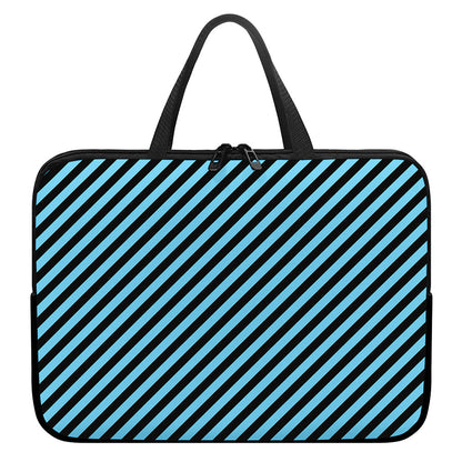Blue And Black Stripes Pattern Print Laptop Sleeve With Handle