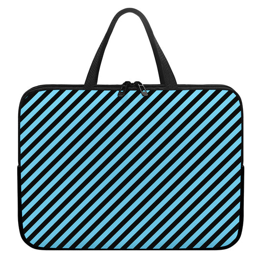 Blue And Black Stripes Pattern Print Laptop Sleeve With Handle
