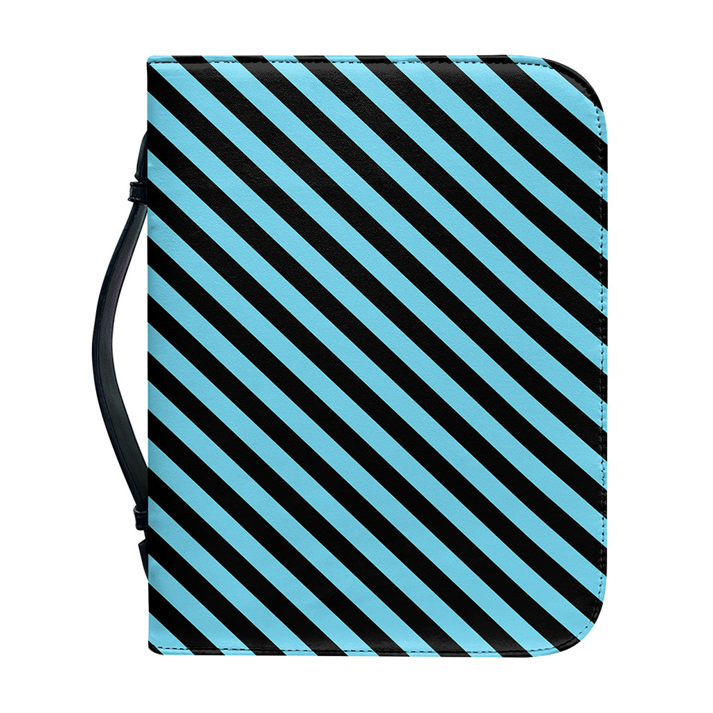 Blue And Black Stripes Pattern Print Leather Bible Cover
