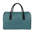 Blue And Black Stripes Pattern Print Leather Duffel Bag