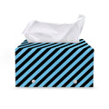 Blue And Black Stripes Pattern Print Leather Tissue Box Cover