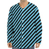 Blue And Black Stripes Pattern Print Long Sleeve Baseball Jersey