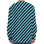 Blue And Black Stripes Pattern Print Long Sleeve Baseball Jersey