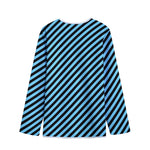 Blue And Black Stripes Pattern Print Long Sleeve Short Coat