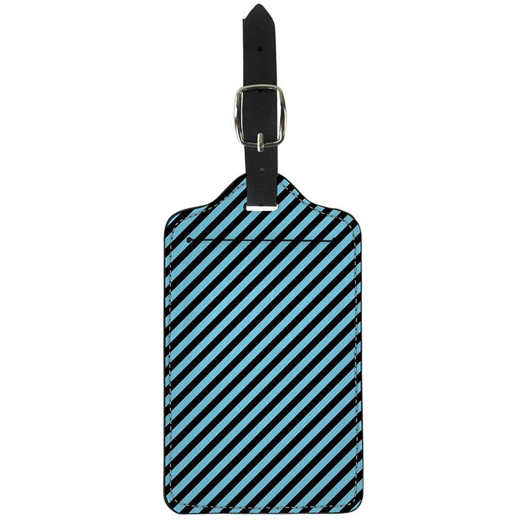 Blue And Black Stripes Pattern Print Luggage Tag