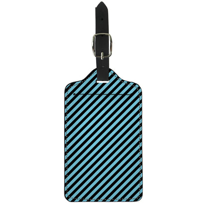 Blue And Black Stripes Pattern Print Luggage Tag