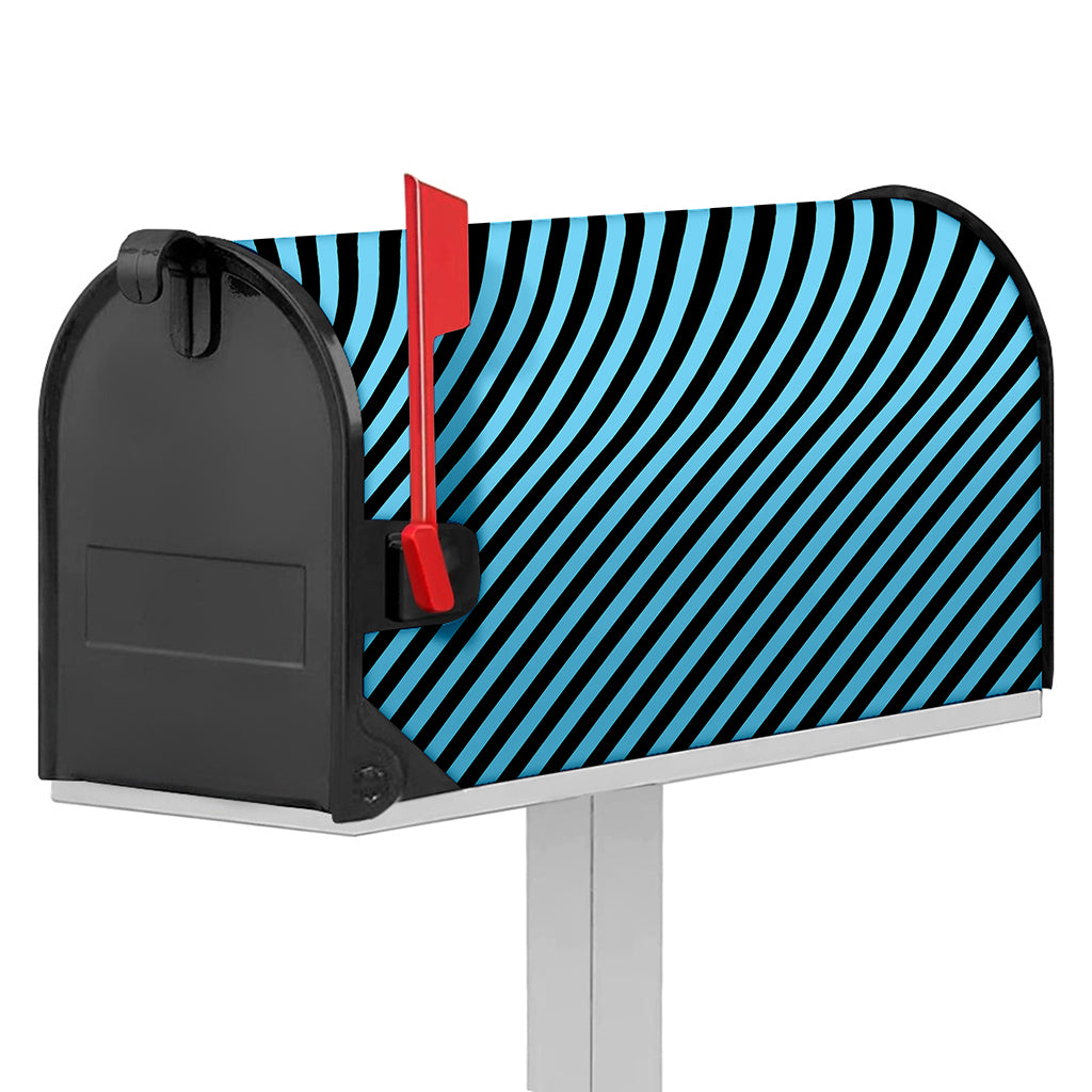 Blue And Black Stripes Pattern Print Mailbox Cover