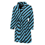 Blue And Black Stripes Pattern Print Men's Bathrobe