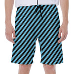 Blue And Black Stripes Pattern Print Men's Beach Shorts