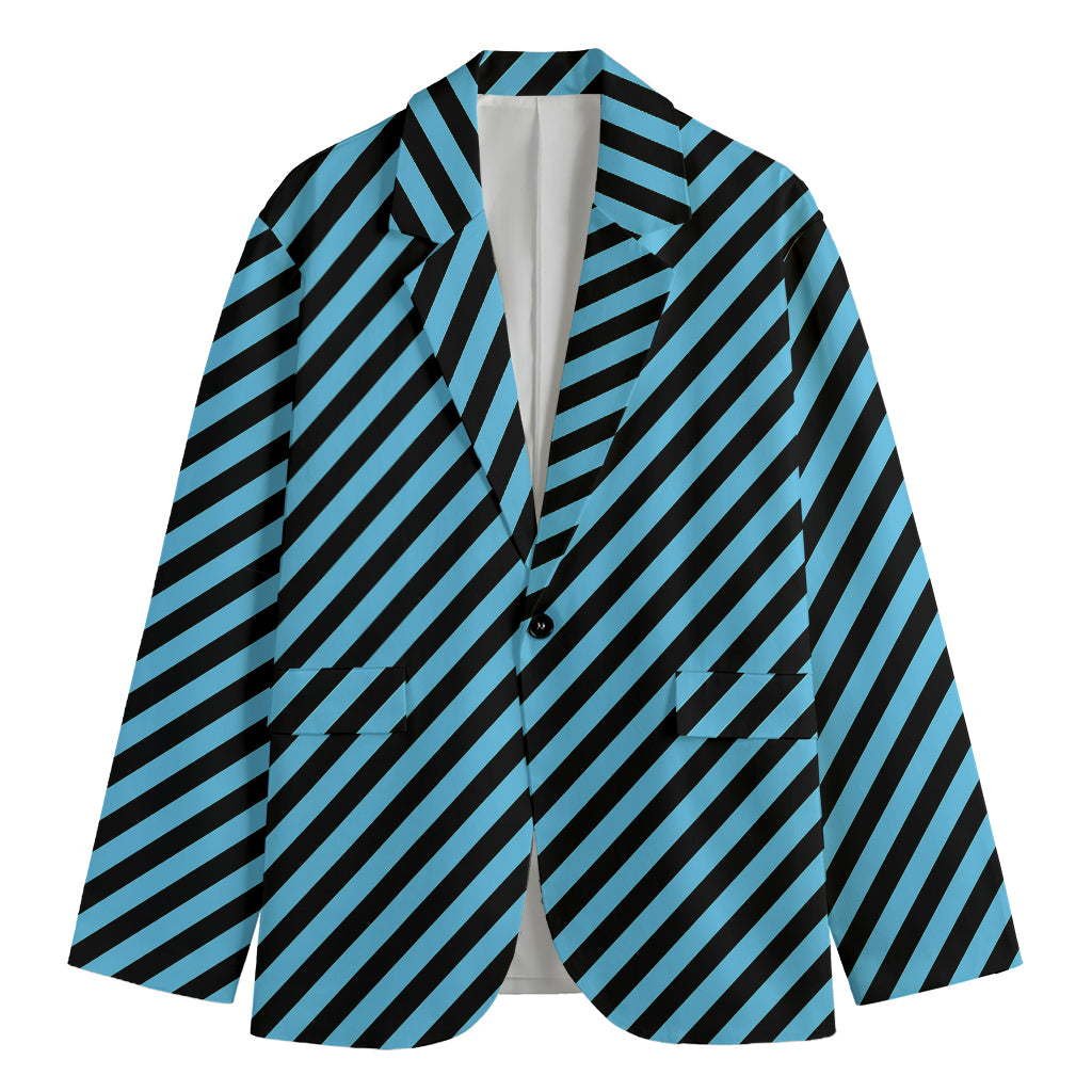 Blue And Black Stripes Pattern Print Men's Blazer