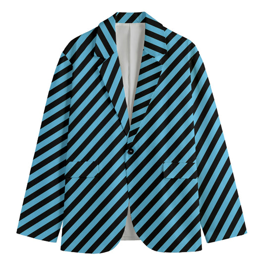 Blue And Black Stripes Pattern Print Men's Blazer
