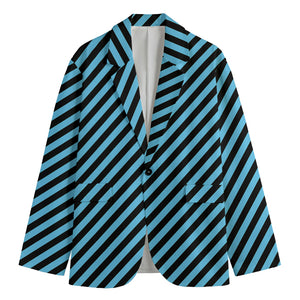 Blue And Black Stripes Pattern Print Men's Blazer