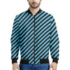 Blue And Black Stripes Pattern Print Men's Bomber Jacket