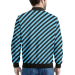 Blue And Black Stripes Pattern Print Men's Bomber Jacket