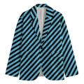 Blue And Black Stripes Pattern Print Men's Cotton Blazer