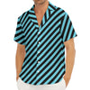 Blue And Black Stripes Pattern Print Men's Deep V-Neck Shirt