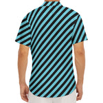 Blue And Black Stripes Pattern Print Men's Deep V-Neck Shirt