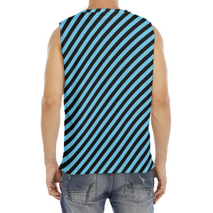 Blue And Black Stripes Pattern Print Men's Fitness Tank Top