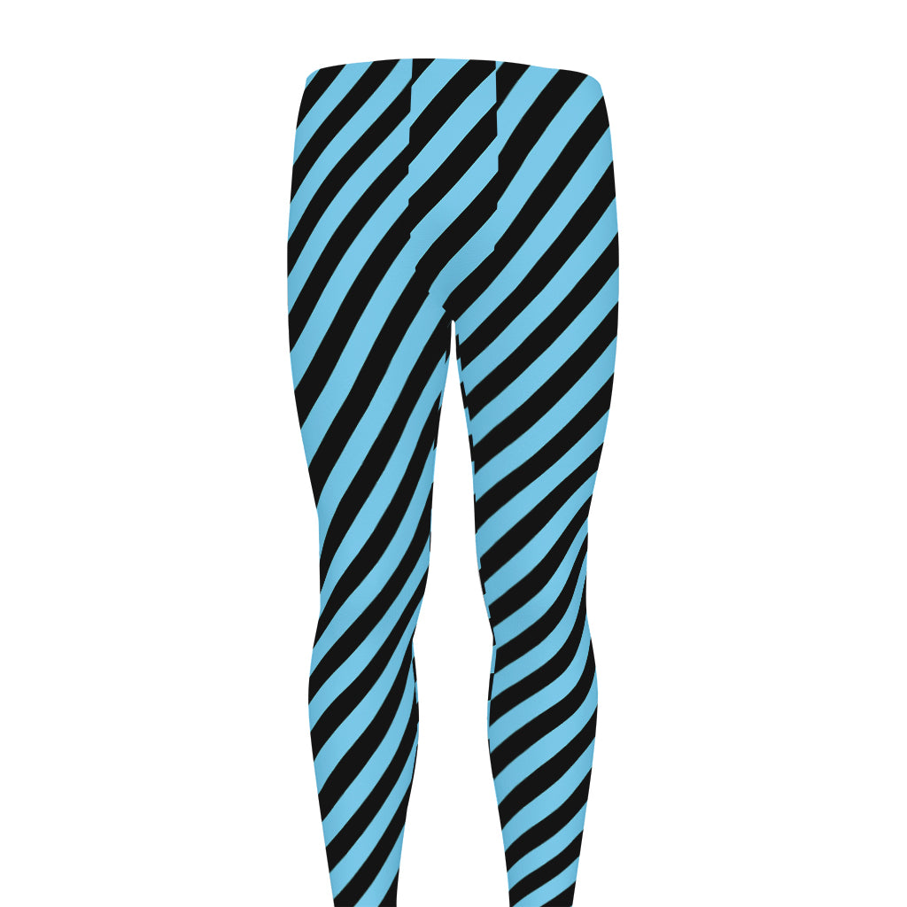 Blue And Black Stripes Pattern Print Men's leggings