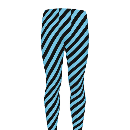 Blue And Black Stripes Pattern Print Men's leggings