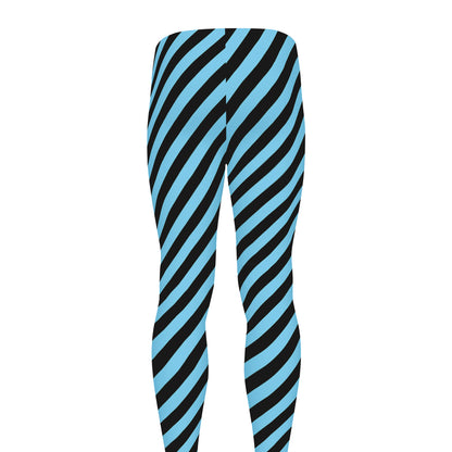 Blue And Black Stripes Pattern Print Men's leggings