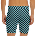 Blue And Black Stripes Pattern Print Men's Long Boxer Briefs