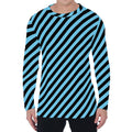 Blue And Black Stripes Pattern Print Men's Long Sleeve T-Shirt