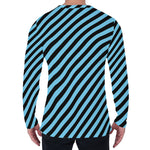 Blue And Black Stripes Pattern Print Men's Long Sleeve T-Shirt