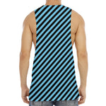 Blue And Black Stripes Pattern Print Men's Muscle Tank Top