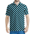 Blue And Black Stripes Pattern Print Men's Polo Shirt