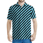 Blue And Black Stripes Pattern Print Men's Polo Shirt