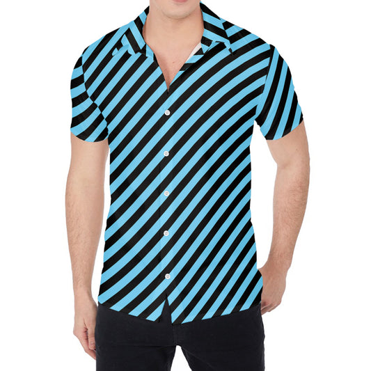 Blue And Black Stripes Pattern Print Men's Shirt