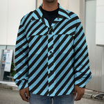 Blue And Black Stripes Pattern Print Men's Shirt Jacket