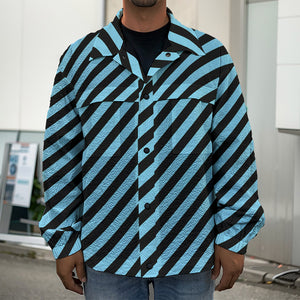 Blue And Black Stripes Pattern Print Men's Shirt Jacket