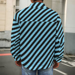 Blue And Black Stripes Pattern Print Men's Shirt Jacket