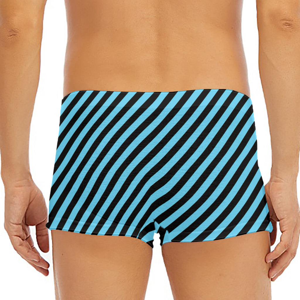 Blue And Black Stripes Pattern Print Men's Short Boxer Briefs