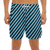 Blue And Black Stripes Pattern Print Men's Split Running Shorts