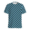 Blue And Black Stripes Pattern Print Men's Sports T-Shirt