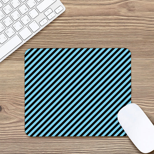 Blue And Black Stripes Pattern Print Mouse Pad