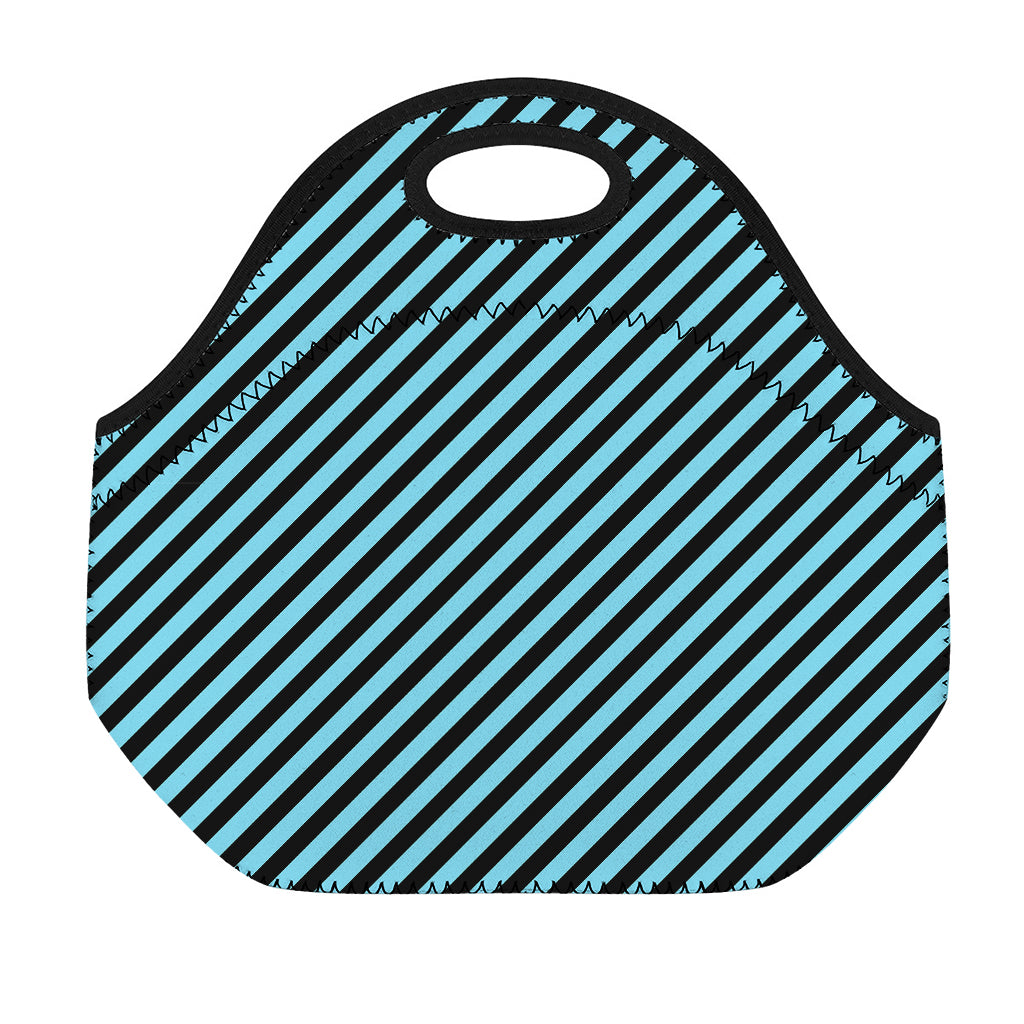 Blue And Black Stripes Pattern Print Neoprene Lunch Bag