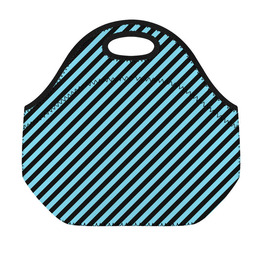 Blue And Black Stripes Pattern Print Neoprene Lunch Bag