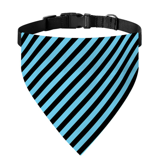 Blue And Black Stripes Pattern Print Over The Collar Dog Bandana