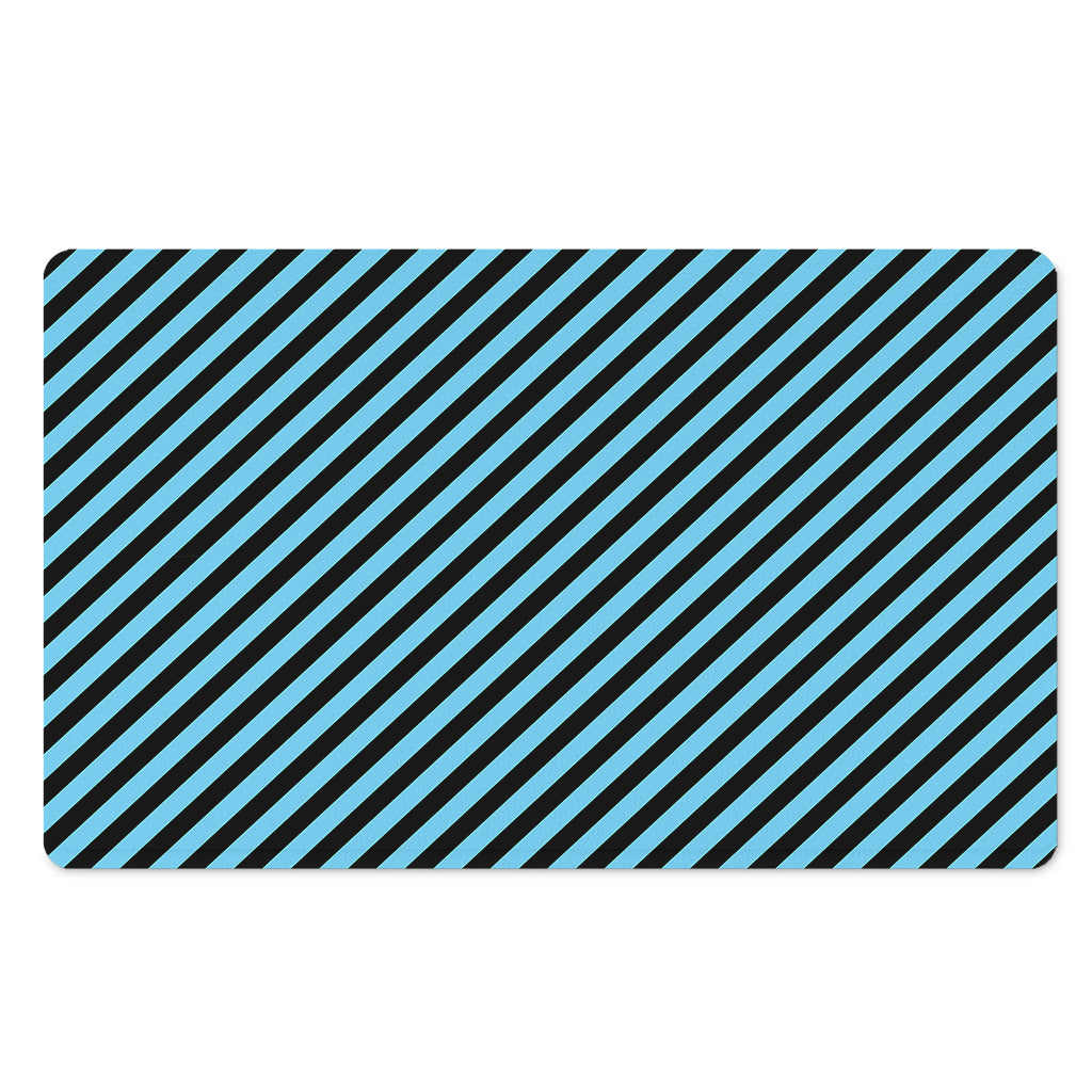 Blue And Black Stripes Pattern Print Polyester Doormat