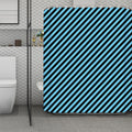 Blue And Black Stripes Pattern Print Polyester Shower Curtain